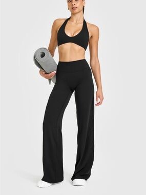 Oner Active Soft Motion Wide-Leg High-Rise Workout Pants - Black - Small - Reg
